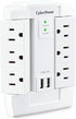 CyberPower CSP600WSURC2 Surge Protector, 1200J/125V, 6 Swivel Outlets, 2 USB Charging Ports, Wall Tap Design, White...