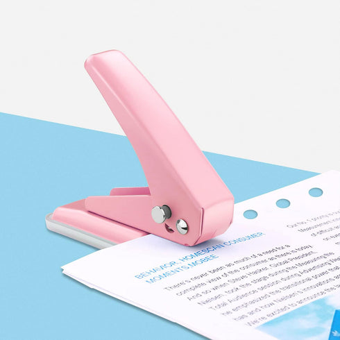 Single Hole Puncher Handheld 1/4 Inches Hole Punch, 20 Sheet Paper Punch Capacity Metal Hole Puncher with Skid-Resistant Base for Paper, Chipboard...