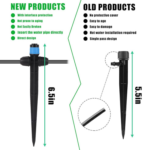 Drip Irrigation Emitters Fan Shape with Stake Adjustable 360Deree Fan Sprayer with Lock Barbed Ideal for (4-7mm) Garden Hose Watering System(25Pcs...