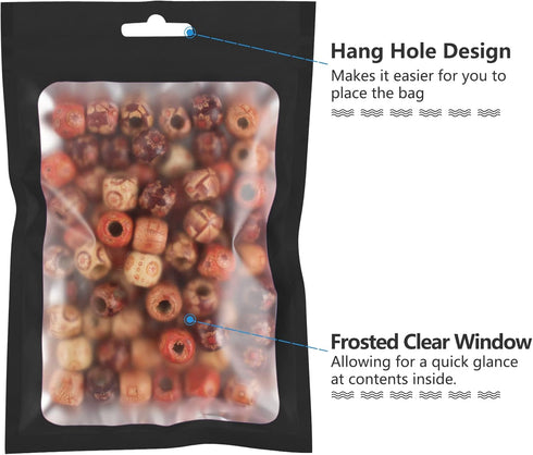 100 Pieces Resealable Mylar Bags with Clear Window Smell Proof Bags Packaging Bags Foil Pouch Zip Bags for Food Self Sealing Storage Supplies (Bla...