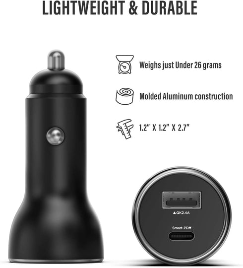 Galvanox iPhone Car Charger (30W) Multi Port Fast Charging Car Adapter with MFi Apple Certified USB-C to Lightning Cable for iPhone 11/12/13/14 Pr...