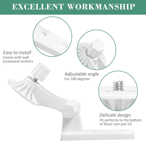 2-Pack Wall Mount, Specially Designed for Wyze Cam Pan V3, 180° Tilt Adjustable - Easy Installation (Camera NOT Included)...