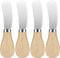 4 Pcs Cheese Spreader Set with Wooden Handle Mini Butter Knives Stainless Steel Cheese Slicer Small Cocktail Cutter for Charcuterie Boards Appetiz...