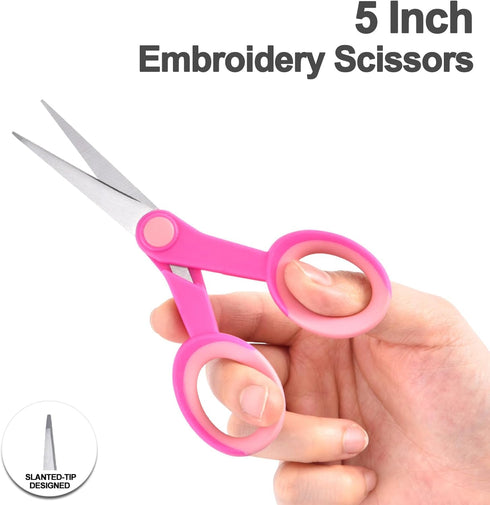 Premium Sewing Scissors Bundle, 8" Heavy Duty Fabric Scissors, 5" Detail Embroidery Scissors, 4" Small Selvedge Scissors, 5" Thread Snips, Tailori...