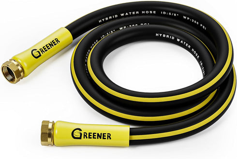 GREENER Hybrid Lead In Garden Hose 5/8 in x 5FT Short Water Hose With Swivel Female to Female Solid Fitting Leader hose Flexible Kink-resistant Ex...