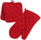 Home Collection Red 3pc Set Oven Mitt & Potholders...