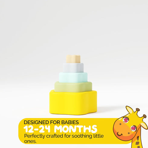 Soft Silicone Stacking Toys for Toddlers 1-3 Star Shaped Stacking Toy Engaging Montessori Toys Educational Set for Babies and Toddlers Nesting Toy...