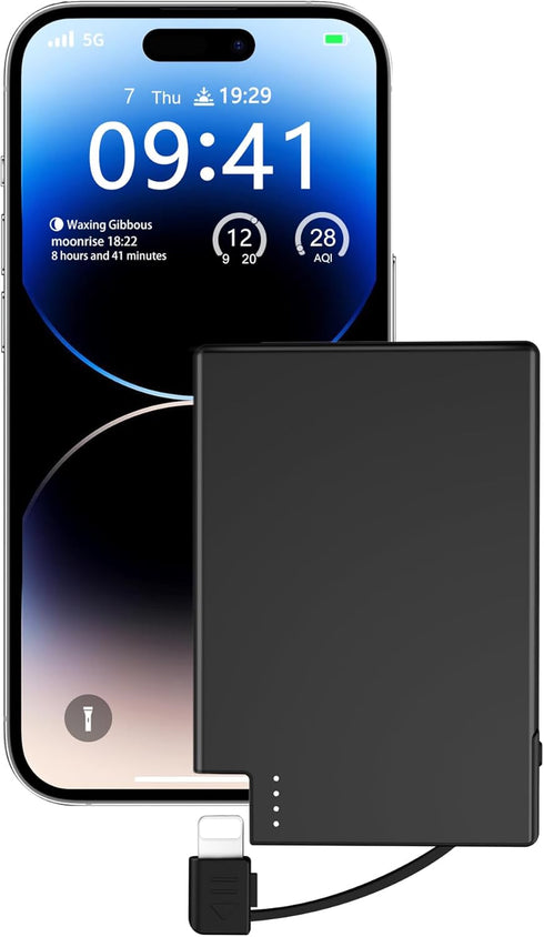 TNTOR Portable Charger with Built in Lightning Cable, Credit Card Size for Pocket Wallet Power Bank Compatible with iPhone 14/13/12/11/X/8 Series ...