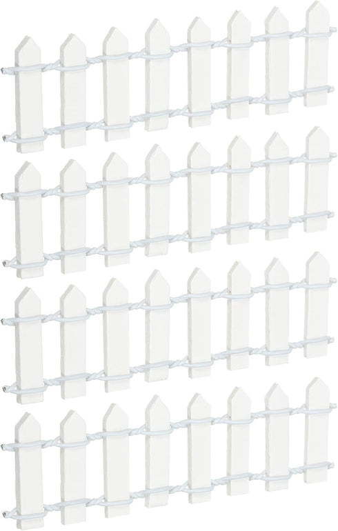 MECCANIXITY 4pcs 3.9 Inch Miniature Garden Fence, Mini Ornament Wood Picket Fence Decorative for Dollhouse Home DIY, White...