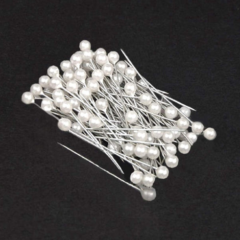 Quilting Supplies Boutonniere Pin 100pcs Pearl Head Metal White Round Bead Head Stick DIY Handmade Craft Supplies for Women Ladies Pin Wedding Dec...