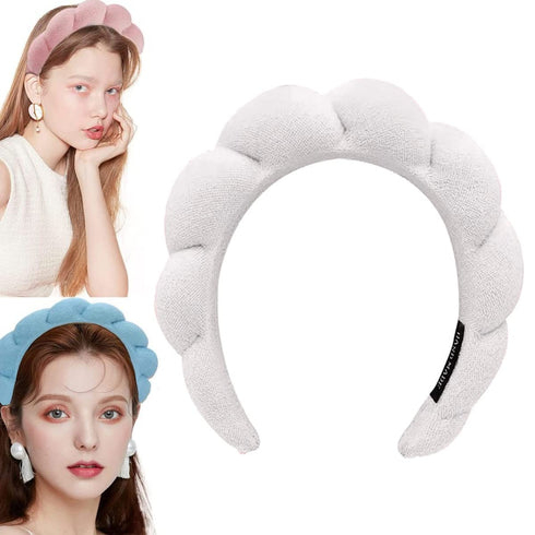 Headband for Washing Face,Spa Headband Makeup,Sponge Spa Headband for Washing Face,Makeup Removal,Shower,Skincare (White)...