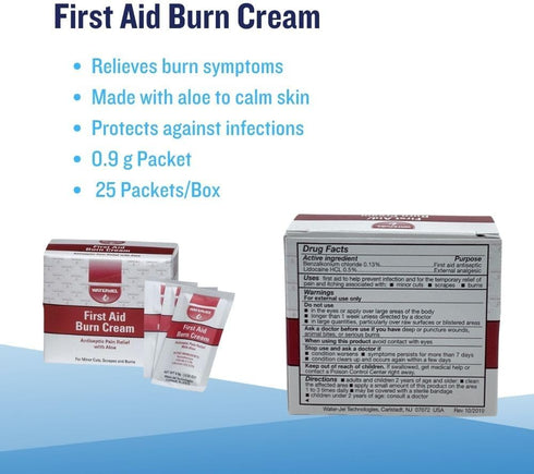 First Aid Burn Cream, Antiseptic Burn Relief, 0.9 gm Packets, 25 Pack, MS-60765...
