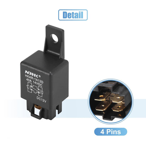 uxcell 2 Pcs Z1507091/4 4 Pin DC 12V 40A Universal Car Vehicle Motor Fuse Relay Switch Power...