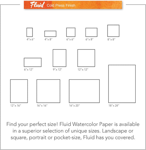 Fluid Watercolor Paper Block, 8 x 8 inches, 15 Sheets, 140 lb (300 GSM) Cold Press Pad for Artist Painting and Wet Media...