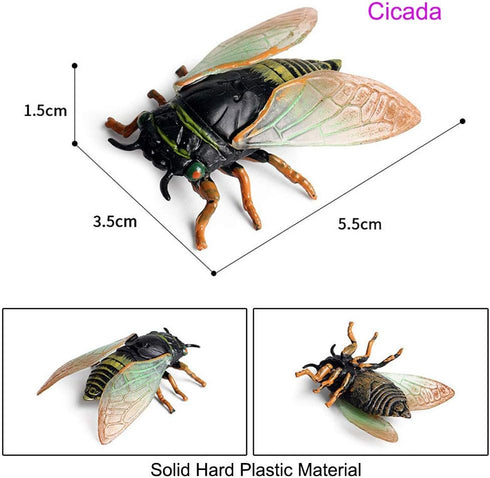 Animal Figures 3 pcs Realistic Plastic Golden Cicada Family Action Model Science Project, Learning Educational Toys, Birthday Gift, Cake Topper fo...
