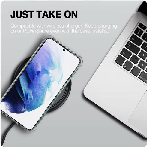 KIOMY Case for Samsung Galaxy S22 5G Shockproof Bumper Protective Cover with Airbags Corners Hybrid Design Hard PC Back with Flexible TPU Frame Cl...