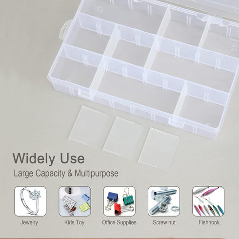 2Pack 12 Grids Craft Organizers and Storage Bead Organizer Tackle Box Organizer with Adjustable Divider, Plastic, Clear...