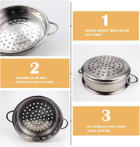 Stainless Steel Steamer Pot 7 Inches Round Cooking Rack Food Steamer Basket Insert for Kitchen Dim Sum Dumplings Bun(18cm)...