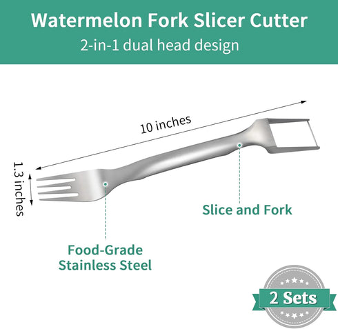 2PCS Watermelon Fork Cutter, 2-in-1 Stainless Steel Cutters, Dual Head Watermelon Slicer Knife, Kitchen Cutter Knife for Family...