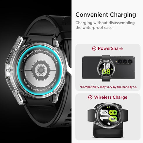 Miimall Waterproof Case for Samsung Galaxy Watch 4 & 5 40mm Protective Bumper Case with Tempered Glass Screen Protector, No Fog Hard PC Cover for ...