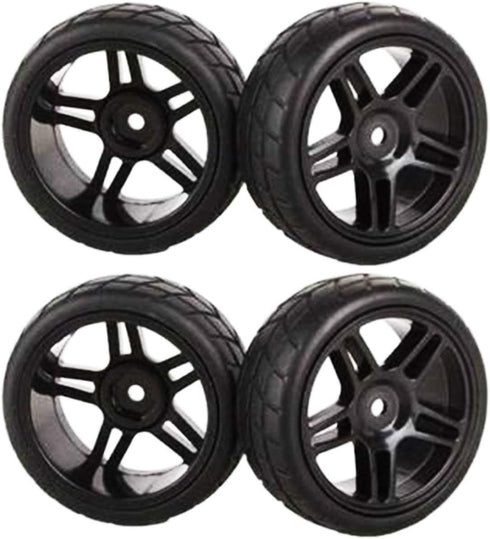 12mm Hub Wheel Rims & Rubber Tires Compatible with RC 1/10 on-Road Touring Racing Drift Car(Pack of 4)...