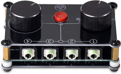 Little Bear MC104 Mini Audio Switcher, 4-Way 3.5mm AUX Stereo Passive Selector, Switch Box Splitter for PC/Player/Headphone/Amplifier/Speaker...