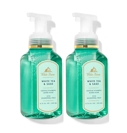 Bath & Body Works Bath and Body Works White Tea & Sage Gentle Foaming Hand Soap 8.75 Ounce 2-Pack (White Sage) 17.5 Ounce...