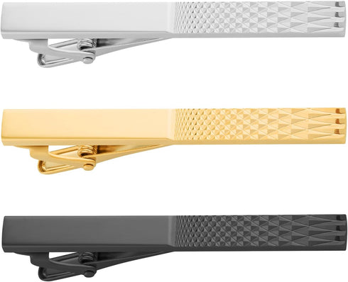 Tie Clips for Men, Black Gold Silver Tie Bar clip Set Gift for Groom Husband Boyfriend...