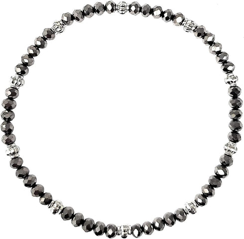 Stretch Bead Ankle Bracelet Anklet - Metallic Hematite Gray/Grey (A133)...
