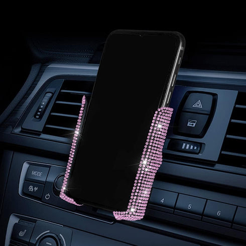 SUNCARACCL Bling Car Phone Holder, 360 Degrees Adjustable Crystal Auto Mount Holder for Dashboard,Windshield and Air Vent (Pink)...