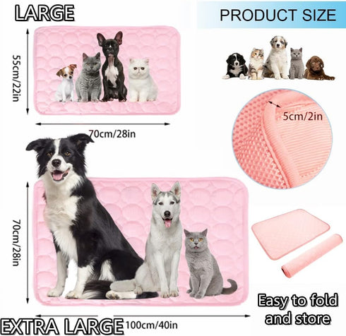 SOMOYA Dog Self Cooling Mat Pet Washable Pads Blanket Hot Weather Sleeping Kennel Mat,Ice Silk Sleep Mat Pad Non-Toxic Breathable Sleep Bed for La...