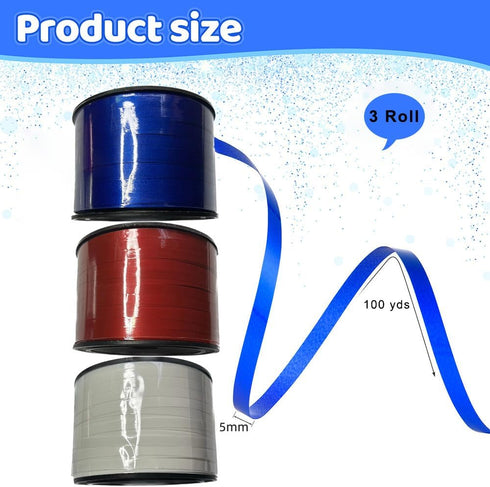 Ribbon,3 Roll Patriotic Ribbons Red White Blue Shiny Curling Ribbon Balloon, 100 Yard Curling Ribbon for Crafts, Balloon Ribbon, 3/16" Ribbon for ...
