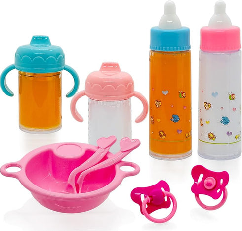 Baby Doll bottle Accessories Toys Baby Doll Magic bottles Playset Disappearing Bottles with Pacifier for Little Girls (big set(for 12-18" doll))...