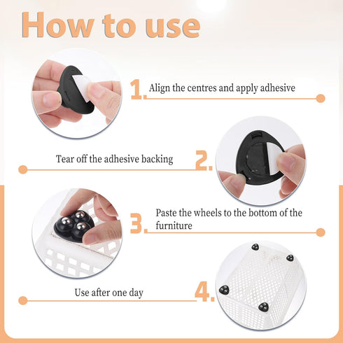 8 Pcs Mini Caster Wheels Small Appliance Wheels Adhesive Roller Wheels Furniture Swivel Wheels Stick on Wheels for Mop Bucket Storage Bins Trash C...