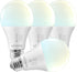 LUXRITE A19 LED Light Bulb 75 Watt Equivalent, CRI90, 5CCT Selectable 2700K 3000K 3500K 4000K 5000K, Dimmable, 1100LM, Standard LED Light Bulbs 11...