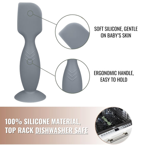 Diaper Cream Applicator Set - Soft Silicone Baby Butt Brush with Suction Base, Baby Butt Spatula, Mini Size, 4 Piece - Newborn Baby Essentials (Sa...