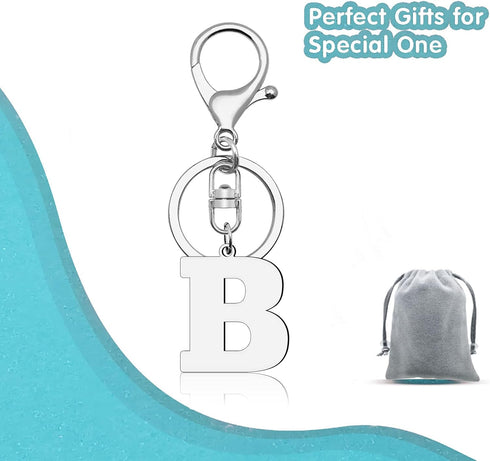 Alphabet Keychain Letter A-Z Keychain Metal Initial Alphabet Key Ring for Men Women Backpack Car Key Chain Decoration (Letter B)...