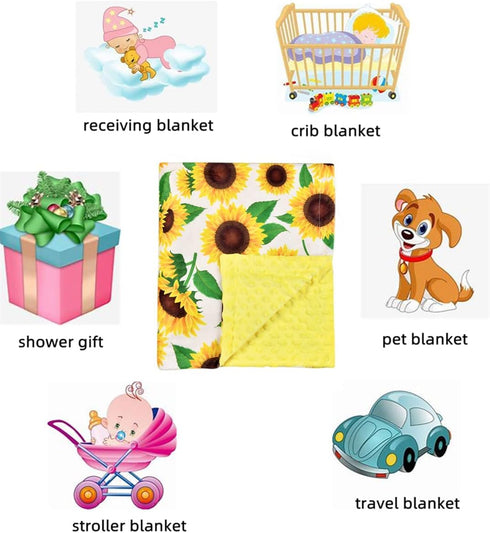 Boyoung Baby Blanket, Soft Minky Warm Blanket for Boy or Girl, Receiving Blanket with Double Layer Dotted Backing for Newborns Nursery Stroller To...