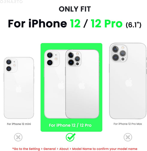 ORNARTO Compatible with iPhone 12 Case, Compatible with iPhone 12 Pro Case, Slim Liquid Silicone 3 Layers Full Covered Soft Gel Rubber Phone Case ...