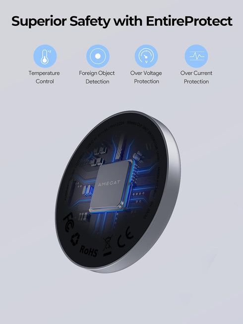 Magnetic Wireless Charger (MagFusion Aura), Qi2 Certified 15W Ultra-Fast Compatible with Mag-Safe, Wireless Charging Pad with 5ft Cable for iPhone...