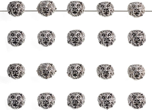 AD Beads Solid Metal 20 Pieces 12x12mm Lion Head Spacer Beads for Necklace Bracelet Craft Design...