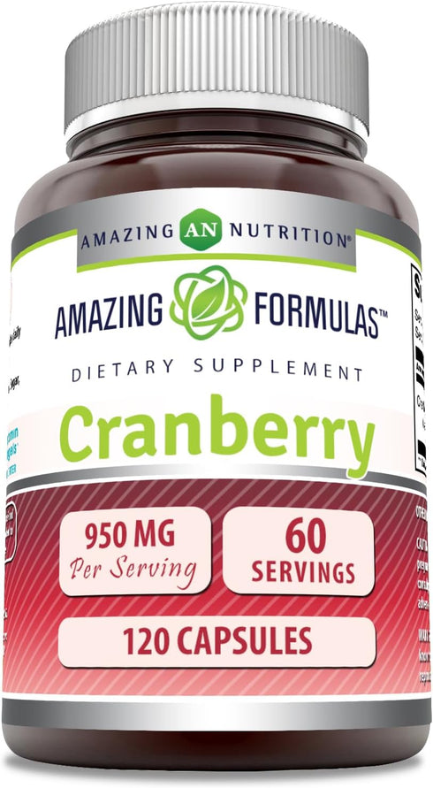 Amazing Formulas Cranberry Extract | 950 Mg Per Serving | 120 Capsules Supplement | Non-GMO, Gluten Free, Made in USA...