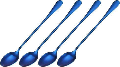 uxcell Set of 4 Long Handle Spoon, 7.5-Inch Stainless Steel Ice Cream Spoon Cocktail Stirring Spoons Coffee Spoons for Mixing, Beverage, Coffee (B...
