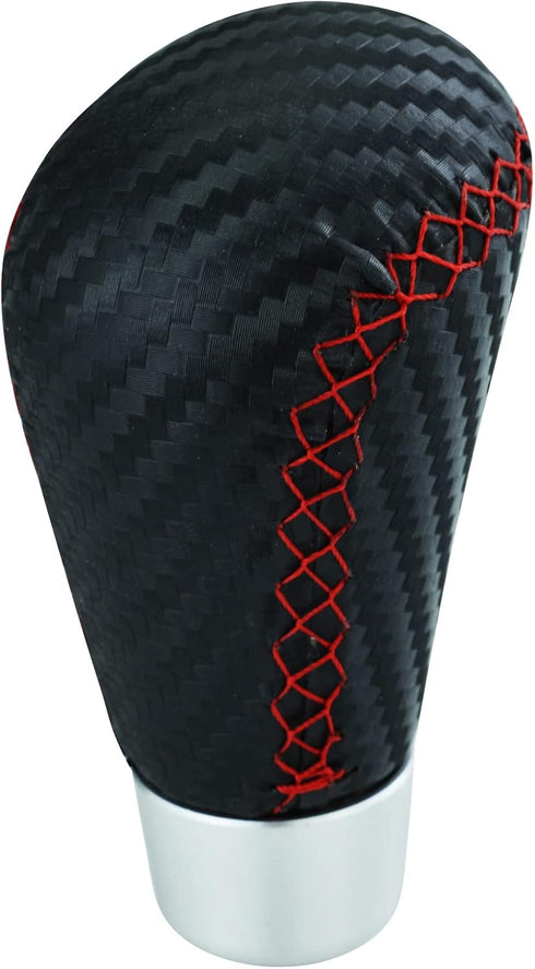 Car Gear Shifter Knob Leather Shift Lever Handle for Most Manual Automatic Vehicles (Red Stitches)...