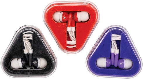 GEDDES Raymond Earphones with Colored Earbud & in-Ear Headphones in Triangular Earphone Case (Pack of 12)...