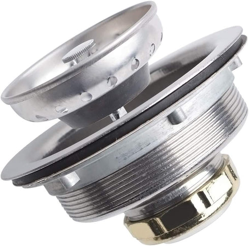 Hydro Master Kitchen Sink Basket Strainer Standard Drains(3-1/2 Inch), Stainless Steel with Rubber Stopper for Kitchen Sinks...