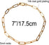 14K Gold Filled Stainless Steel Paperclip Chain Bracelet for Women, 7.5” Rectangle Link Bracelets, Waterproof and Never Tarnish...