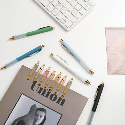 Linbsunne Ballpoint Pens Black Medium Point 1mm Pen with Super Soft Grip Ball Point Pen for Men Women Retractable Pens (gold-12 pcs)...