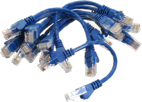 CablesOnline 10-Pack 6inch CAT5e UTP Ethernet RJ45 Full 8-Wire Blue Patch Cable, U-000BL-10...