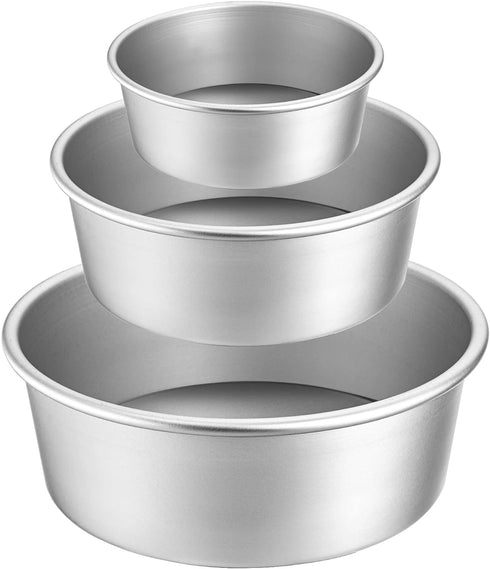 Lawei Round Cake Pan Set - 4" 6" 8" Aluminium Cake Pans with Removable Base Round Cake Baking Pans for Wedding Birthday Party...